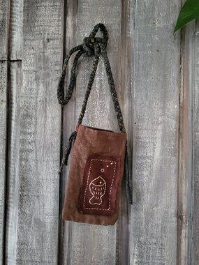 Linen & Cotton Pouch Bag Patchwork Handmade Boho Japanese Zakka Pocket